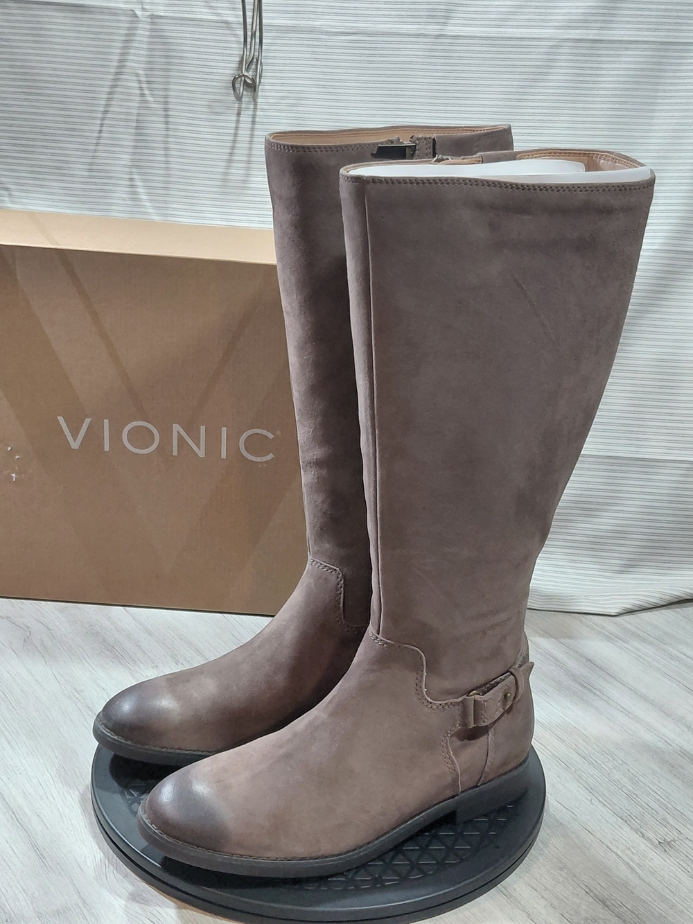 NEW Vionic Women's Rochelle Tall Knee High Taupe Brown Suede Leather Boots W8
